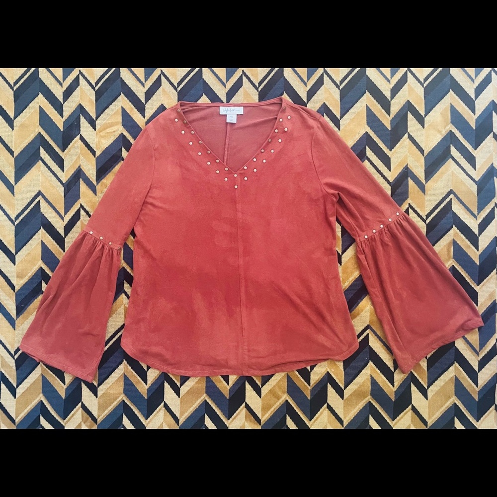 Style Co Studded Faux-Suede Top Rich Auburn - PM